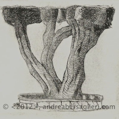 Olive Tree VI, 3x3" Drypoint and Etching, 2012