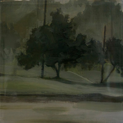 Foggy Tree Series, Acrylic on Panel, 3" x 3", 2013