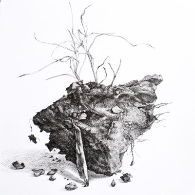 Dirt Clod (untitled) ink on paper, 7" x 7" 2022