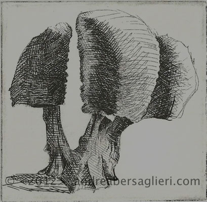 Olive Tree IX, 3x3" Drypoint and Etching, 2012