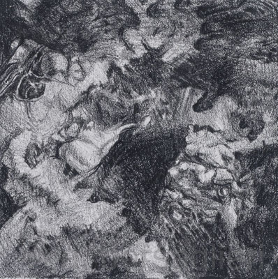 Tiny Dirt II, Litho Crayon on Paper, 7" x 7" 2018