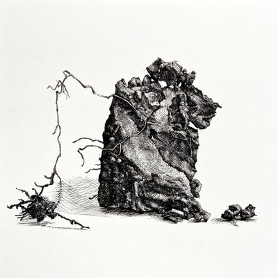 Dirt Clod (untitled) ink on paper, 7" x 7" 2022