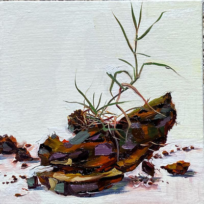 Dirt Clod (untitled), Oil on Canvas 8" x 8" 2021