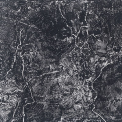 Tiny Dirt I, Litho Crayon on Paper, 7" x 7" 2018