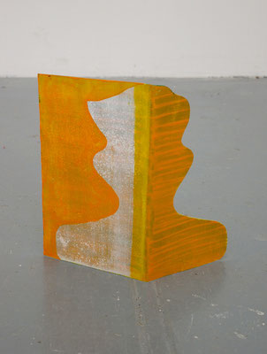 カットアウト-クマくん "cut out - bear" acrylics on canvas.cotton,glue, 275×300×80mm, 2007