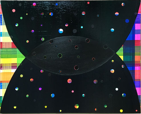 降る夜・がっちん  "star falls (gachin)" 530x650mm, acrylic, oil on canvas, 2018