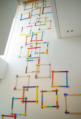 いろいろな窓（止まり木） "various windows (perch)" watercolors, acrylics on wood, glue, 450×450mm (each), 2009-2010