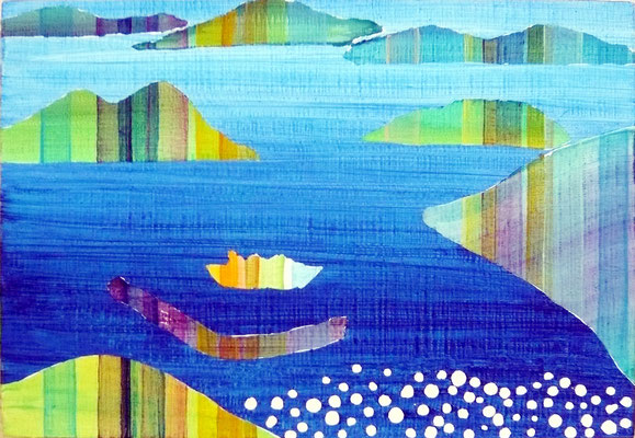 せとうち "setouchi" watercolors, acrylics, gesso on panel, 158×227mm, 2010