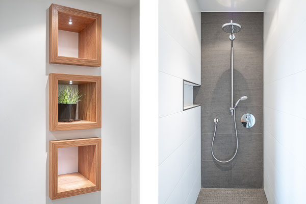 Luxuriöses Badezimmer mit hochwertiger Sanitärausstattung und moderner Dusche im Penthouse Berlin