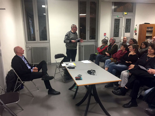 MM Garès d'Europolia (à gauche) et Mebaoudj du Collectif Non au Gratte_ciel de Toulouse (au fond)