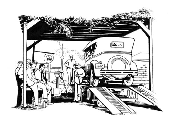 portfolio-bd-bonnie-and-clayde-croquis-personnages-encrage-ambiance-decors-2-recherches-salembier-francois