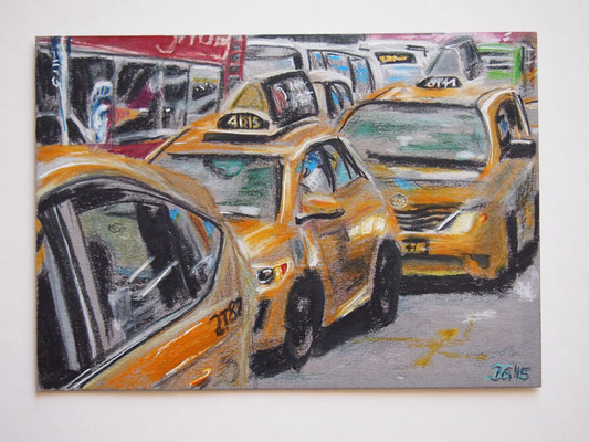 "Rush Hour" - New York City  15 cm  x 20,7 cm, 2015, mixed technique with watercolour and acrylic pencils