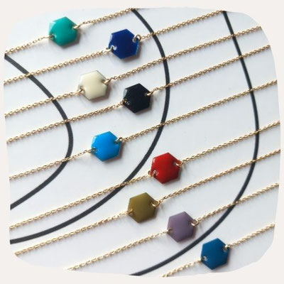 bracelet colorés chaine plaqué or
