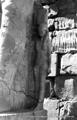 [NB070-1973-28] Karnak - Propylées du Sud : Contre la jambe du pharaon, Nefertari, son épouse