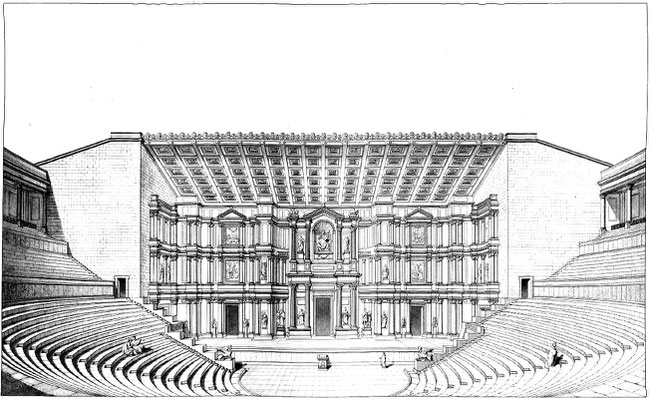 Orange (Arausio) : Vue de la scène du théâtre d'Orange supposée dans son état primitif