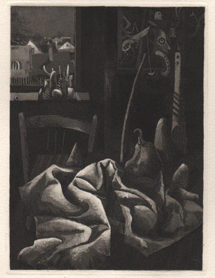 Richter, Gerenot, Stillleben mit Tuch für KK, Radierung-Aquatinta-Mezzotinto, 1984, II 14-20, 17,5x13 cm / 100 Euro