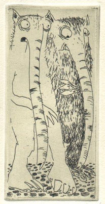 Drewelow, Heike, meiner ist länger, Radierung, 2009, 25-28, ea, 5x10 cm / 30 Euro