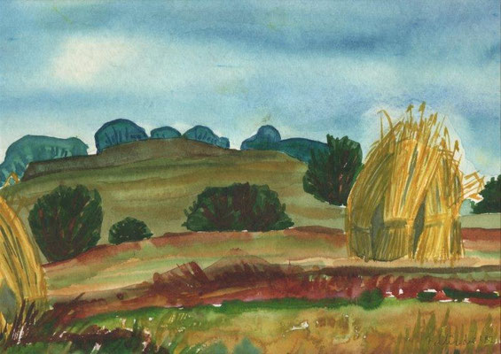 Klünder, Ingelore, Ernte, Aquarell, 1982, 20,0 x 28,0 cm / 60 Euro
