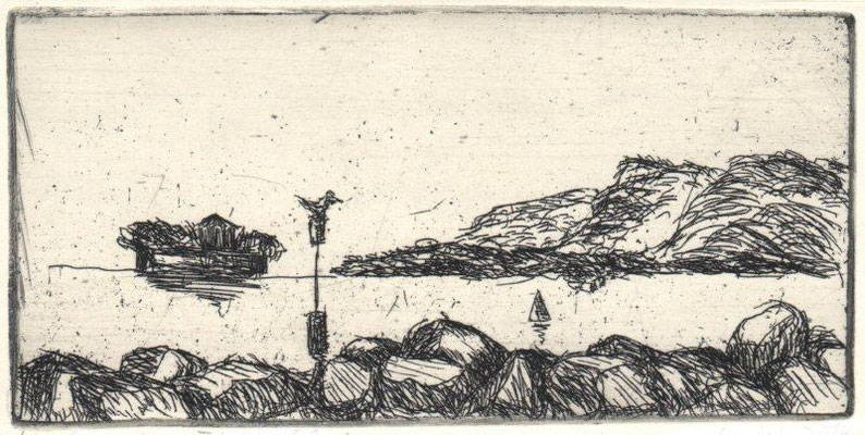 Waldmann, Karin, Mole von Trondheim, Radierung, 2014, ea, 6x12,4 cm / 16 Euro