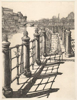 Richter, Gerenot, Museumsinsel, Radierung, 1986, ea, 32x24,5 cm/ 120 Euro