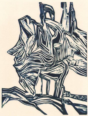 Eberle, Dagmar, Wurzel, Linolschnitt, 25,5x19,5 cm / 20 Euro