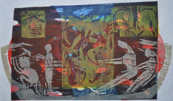  Arantes Müller, Michael, Rettung, Farbholzschnitt 2009, 1-1, 43,0x57,0 cm / 400 Euro