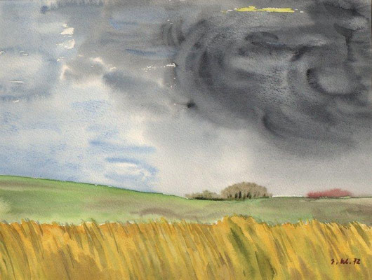 Klünder, Ingelore, Gewitter, Aquarell, 1972, 22,0 x 29,0 cm / 60 Euro