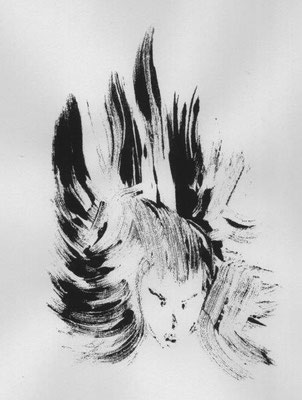 Streitner, Heike, Haarsträubend, Monotypie, 2017, 40x30 cm / 40 Euro