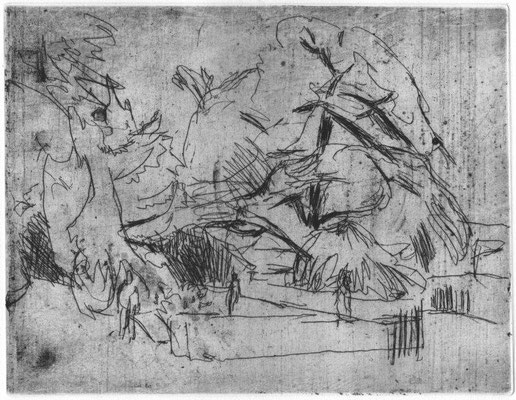 Roenspieß, Klaus, Park, Kaltnadelradierung, 1983, 2-5, 19,5 x 25,0 cm / 80 Euro
