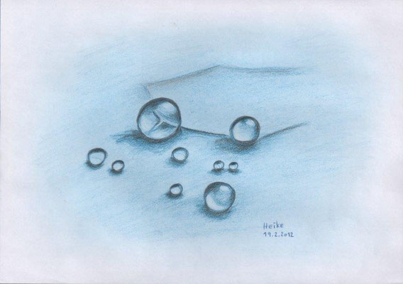Streitner, Heike, Wassertropfen, farbige Zeichnung, 2012, 17,0 x 25,0 cm / 40 Euro