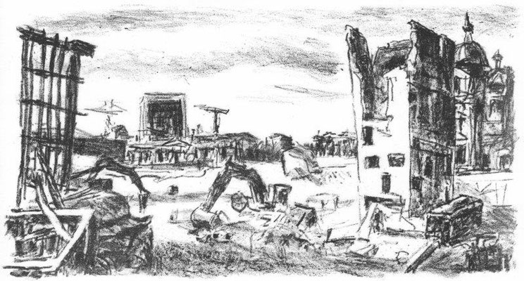 Stein, Hans, Berlin - Palast-Rückbau II, Lithographie, 2008, 6-50, 17x25,5 cm / 150 Euro