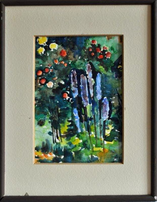 Klünder, Ingelore, o.T., Blumen, Aquarell, o.J., 21,5 x 15,0 cm / 50 Euro