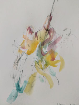 Moses, aquarellierte Zeichnung, 20x15cm, 2025, frei nach Franz Anton Maulbertsch 