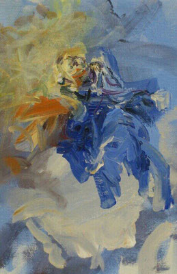 Aufnahme in den Himmel, Acryl, 24x18cm, 2019, frei nach Kremser Schmidt