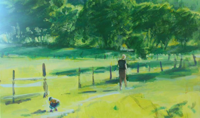 "Steine sammeln", Acryl, 70x60cm, 2014