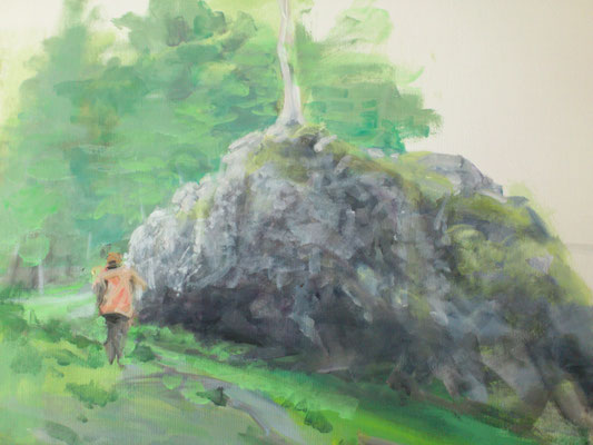 "Felsbrocken am Weg", Acryl, 50x60cm, 2016