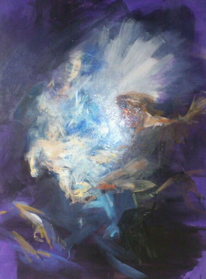 Lichtblick, Acryl, 120x90cm, 2019, frei nach Kremser Schmidt "Hl. Familie von Engeln umgeben", 203x180cm, 1762
