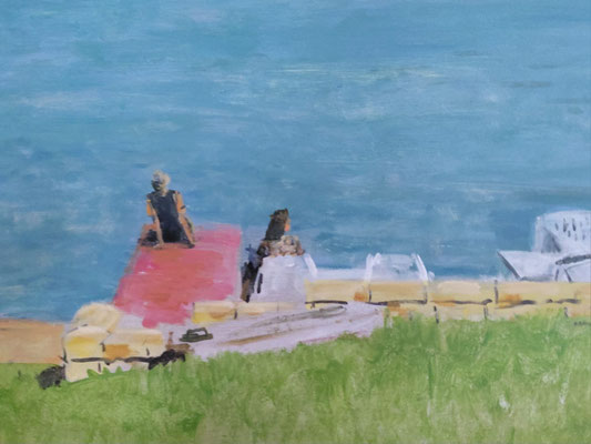 "Spätsommer am See", Acryl, 20x50cm, 2013