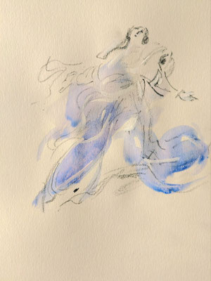 Maria in der Herrlichkeit, aquarellierte Zeichnung, 20 x 15cm, 2025, frei nach Franz Anton Maulbertsch, 1724-1796 