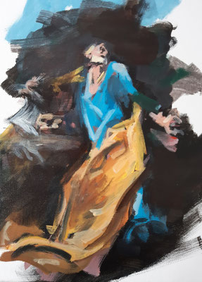 Reue des Petrus, Acryl |36 x 25 cm | 2021, frei nach Kremser Schmidt, im Privatbesitz