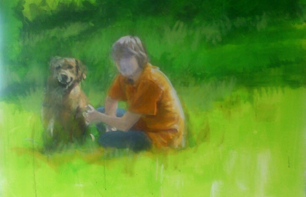 "Mit seinem Freund", Acryl, 100x70cm, 2015/16