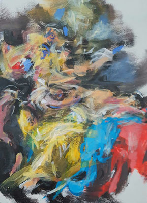 "Dido und Äneas", Acryl, 20 x 18 cm, 2024, frei nach Kremser Schmidt, IM VERKAUF € 300 