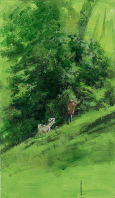 "Laufen mit seinem Hund", Acryl, 70x120cm, 2015/16