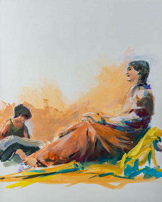 Die Frau des Matthäus, Acryl | 100 x 80 cm | 2020, frei nach Kremser Schmidt