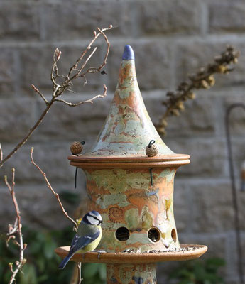 Vogelfutterhaus frostfest, Dekor Neuseeland zum Stecken auf 1/2 Zoll Rohr mit oder ohne Keramikstele