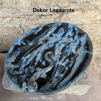 Dekor Lazarote mit Eidechse oval ca. 40x34 cm 