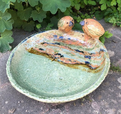 Keramikvogeltränke, Dekor  Neuseeland ø ca. 30 cm, h ca. 4,5 cm