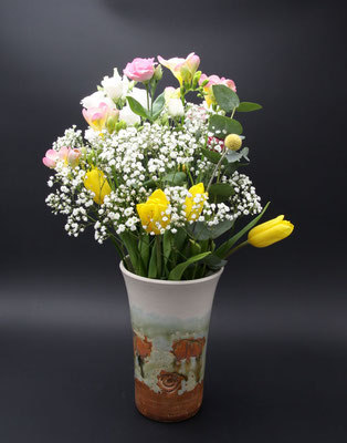 Keramik Vase Dekor Neuseeland, ø oben ca. 14,5 cm, ø unten ca. 10 cm h. ca. 24 cm
