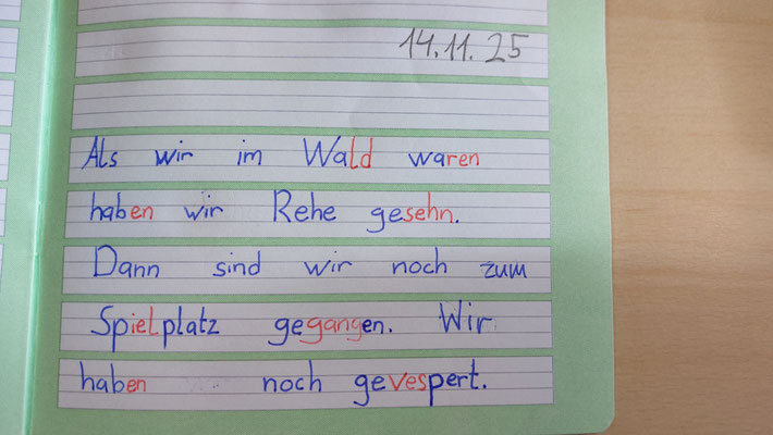 Handschriftlicher Bericht über den Ausflug einer SchülerIn.