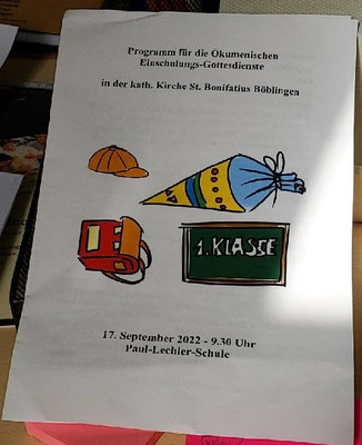 Foto des Programmhefts des Einschulungsgottesdienstes